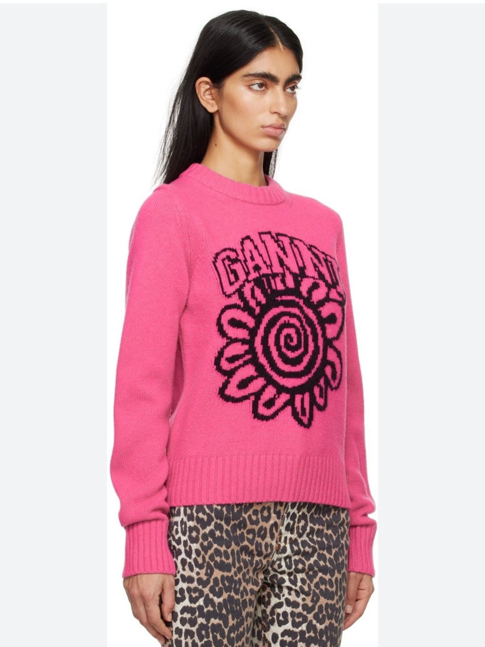 GANNI Pink Floral Sweater